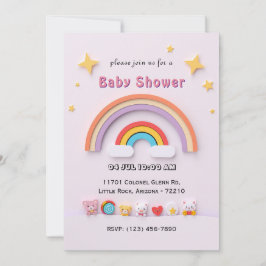 Speelse Rainbow Baby shower Kaart met schattige di