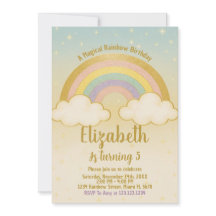 Speelse Rainbow verjaardagsuitnodiging