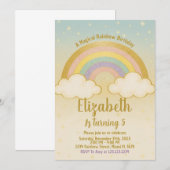 Speelse Rainbow verjaardagsuitnodiging Kaart (Voorkant / Achterkant)