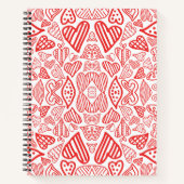 Speelse Red Hearts Pattern - Liefde en Romance Notitieboek (Voorkant)