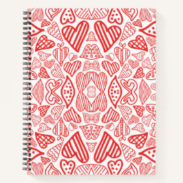 Speelse Red Hearts Pattern - Liefde en Romance Notitieboek