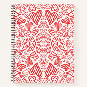 Speelse Red Hearts Pattern - Liefde en Romance Notitieboek