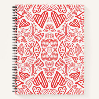 Speelse Red Hearts Pattern - Liefde en Romance Notitieboek