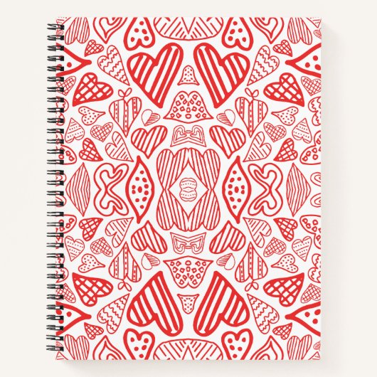 Speelse Red Hearts Pattern - Liefde en Romance Notitieboek (Voorkant)