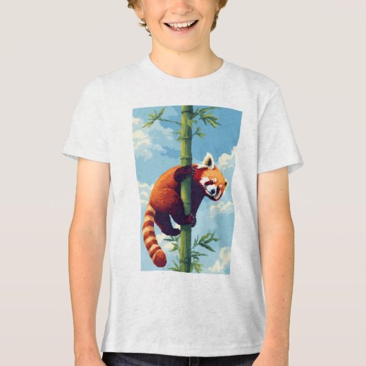 Speelse Red Panda Pixel Art T-shirt (Voorkant)