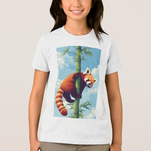 Speelse Red Panda Pixel Art T-shirt (Voorkant)