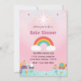 Speelse Regenboog Baby shower Kaart met Schattige