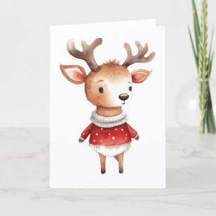 Speelse Rendier Kerstkaart – Leuke lege Kerstkaart Feestdagen Kaart