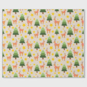 Speelse rendieren kerstboom & sterren naadloos cadeaupapier (Vlak)