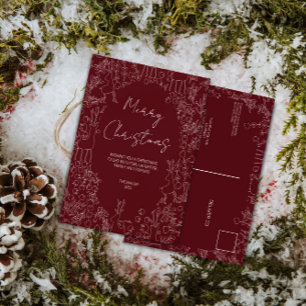 speelse rendieren & winterbotanica - kerst briefkaart