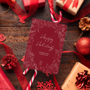 speelse rendieren & winterbotanica - kerst feestdagenkaart