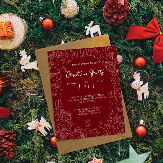 speelse rendieren & winterbotanica - kerst kaart