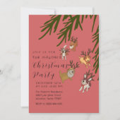 Speelse Rendierhonden Kerst Illustratie Kaart (Voorkant)