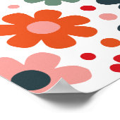 Speelse Retro Bloem Patroon Poster (Hoek)