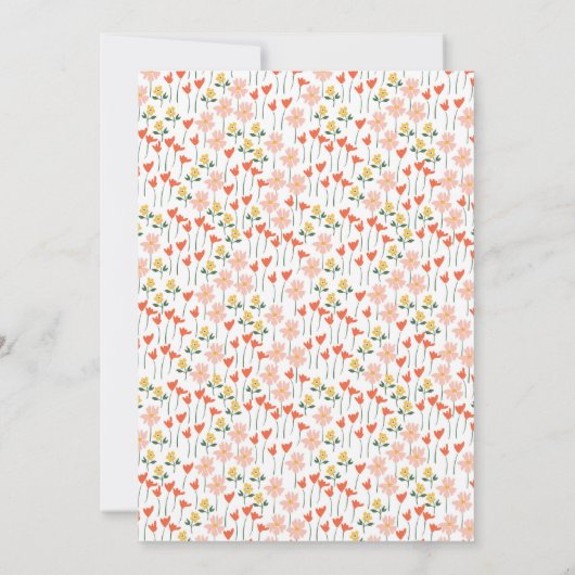 Speelse Retro Bloemen Sinaasappel Bloemen Vrijgeze Kaart (Achterkant)