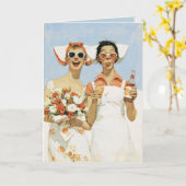 Speelse Retro Bruidsmeisjes Feest Illustratie Kaart (Gele Bloem)