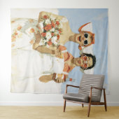 Speelse Retro Bruidsmeisjes Feest Illustratie Wandkleed (In Situ (horizontaal))