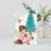 Speelse retro Christmas Angel briefkaart (Staand voorkant)