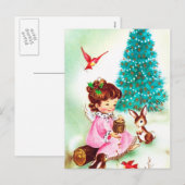 Speelse retro Christmas Angel briefkaart (Voorkant / Achterkant)
