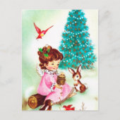 Speelse  retro Christmas Angel briefkaart (Voorkant)
