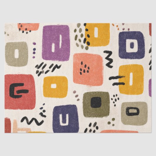 Speelse Retro Doodle Abstract | Mid-Century Modern Tissuepapier (Voorkant)