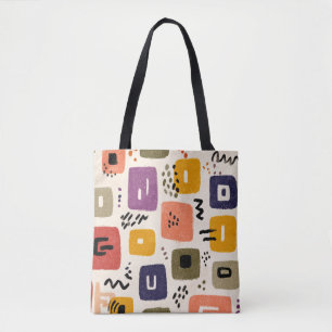 Speelse Retro Doodle Abstract Mid-Century Modern Tote Bag