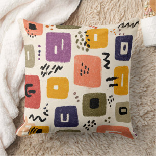 Speelse Retro Doodle Abstract Moderne uit het mi Kussen