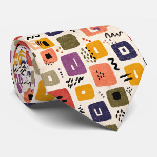 Speelse Retro Doodle Abstract Moderne uit het mi Stropdas