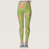 Speelse retro grote moleculen universum perzik gro leggings (Voorkant)