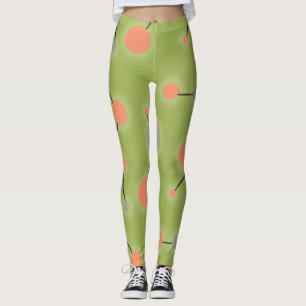 Speelse retro grote moleculen universum perzik gro leggings
