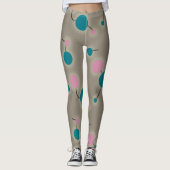 Speelse retro grote moleculen universum roze blauw leggings (Voorkant)