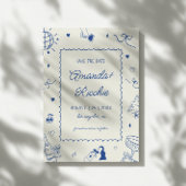 Speelse Retro Handgetekende Whimsische Doodle Huwe Save The Date