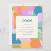 Speelse retro kleurrijke geometrische Baby shower  Kaart (Voorkant)
