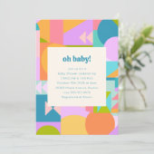 Speelse retro kleurrijke geometrische Baby shower  Kaart (Staand voorkant)