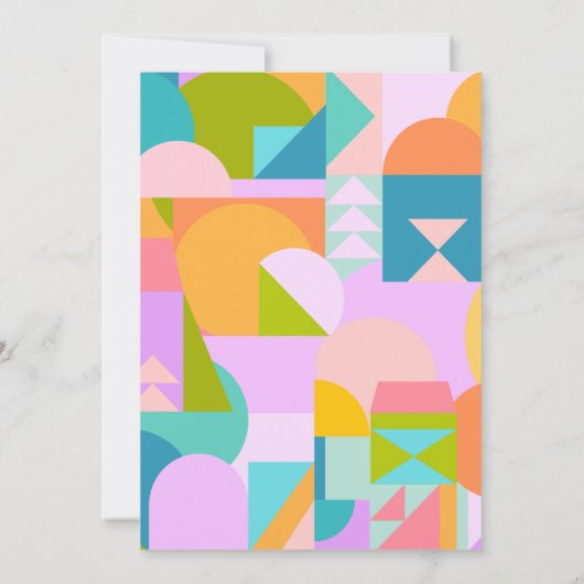 Speelse retro kleurrijke geometrische Baby shower  Kaart (Achterkant)