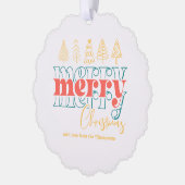 Speelse retro krabbels Vrolijke kerst Keepsake Ornament Kaart (Links)