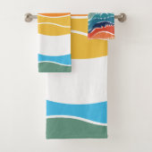 Speelse Retro Regenboog Strepen voor Custom Produc Bad Handdoek (Insitu)