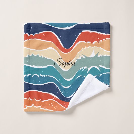 Speelse Retro Regenboog Strepen voor Custom Produc Bad Handdoek (Wasdoekje)