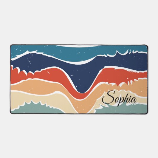 Speelse Retro Regenboog Strepen voor Custom Produc Bureaumat (Voorkant)