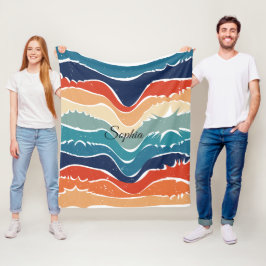 Speelse Retro Regenboog Strepen voor Custom Produc Fleece Deken