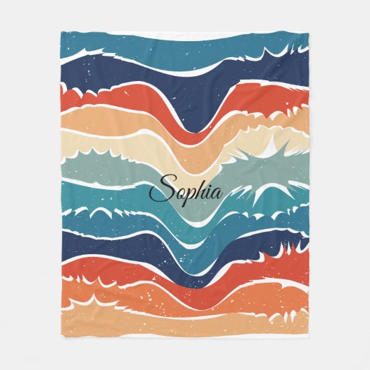 Speelse Retro Regenboog Strepen voor Custom Produc Fleece Deken (Voorkant)