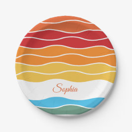 Speelse Retro Regenboog Strepen voor Custom Produc Papieren Bordje