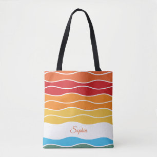 Speelse Retro Regenboog Strepen voor Custom Produc Tote Bag