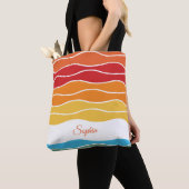Speelse Retro Regenboog Strepen voor Custom Produc Tote Bag (Dichtbij)