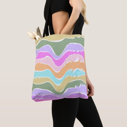 Speelse Retro Regenboog Strepen voor Custom Produc Tote Bag (Dichtbij)