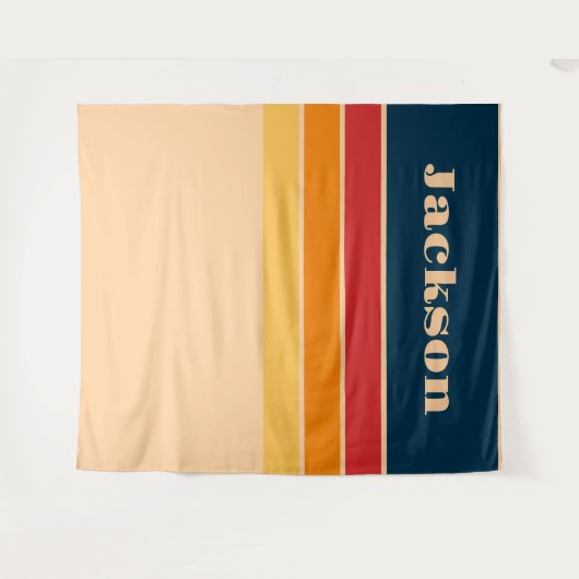 Speelse Retro Regenboog Strepen voor Custom Produc Wandkleed (Voorkant (horizontaal))