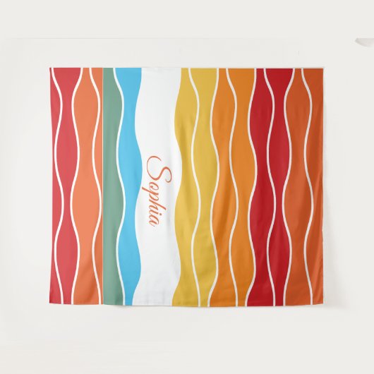 Speelse Retro Regenboog Strepen voor Custom Produc Wandkleed (Voorkant (horizontaal))