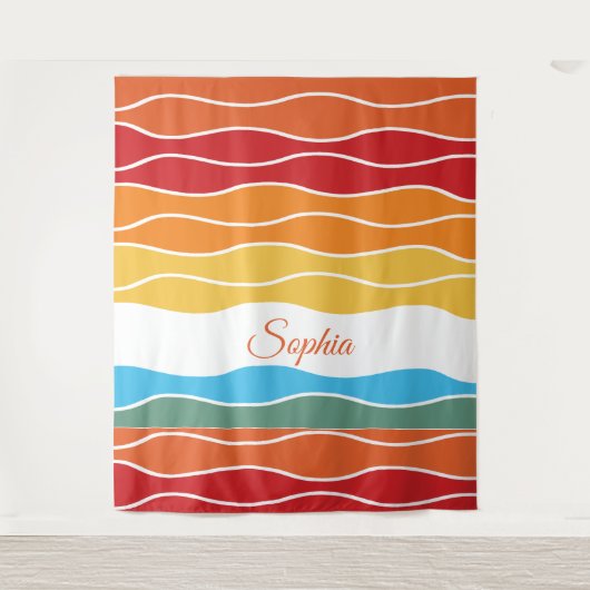 Speelse Retro Regenboog Strepen voor Custom Produc Wandkleed (Voorkant)