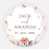 Speelse Retro Roze Trouwstickers Ronde Sticker (Voorkant)