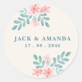 Speelse Retro Roze Trouwstickers Ronde Sticker (Voorkant)